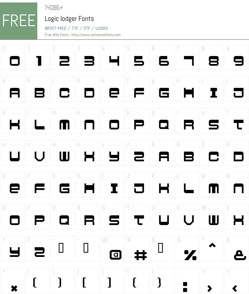 Logic lodger Font Screenshots
