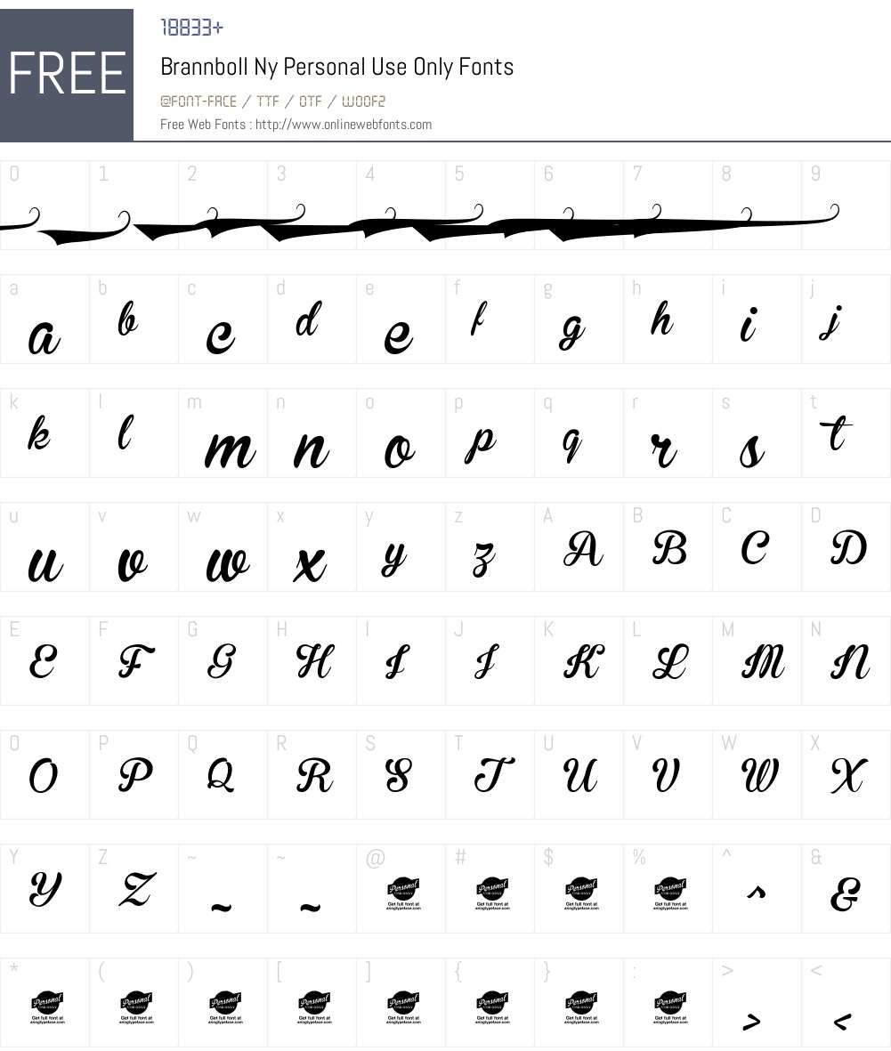 Brannboll Ny Personal Use Only Font Screenshots