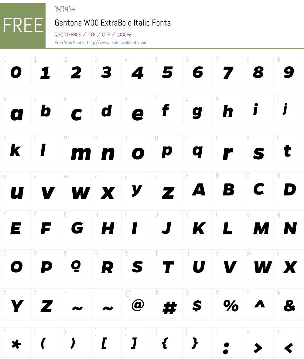 GentonaW00-ExtraBoldItalic Font Screenshots