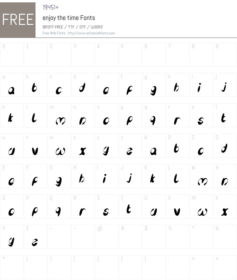 enjoy the time Font Screenshots