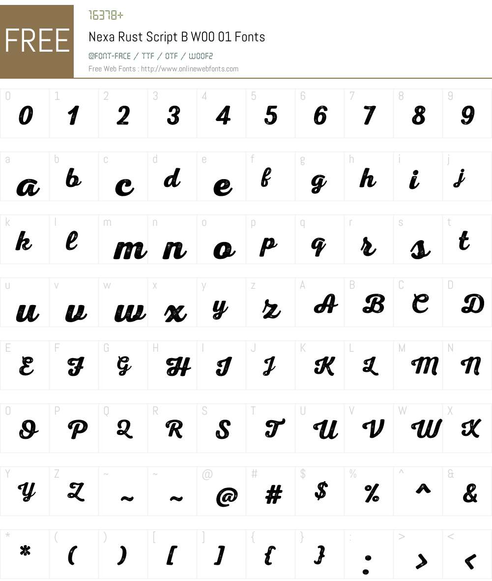 NexaRustScriptBW00-01 Font Screenshots