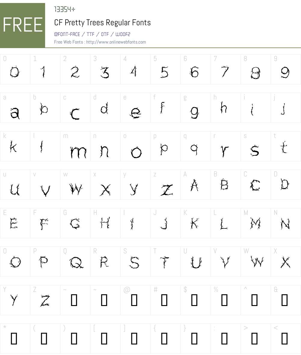 CF Pretty Trees Regular 1.00 2016 Fonts Free Download - OnlineWebFonts.COM