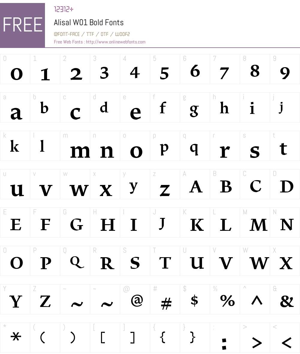 AlisalW01-Bold Font Screenshots