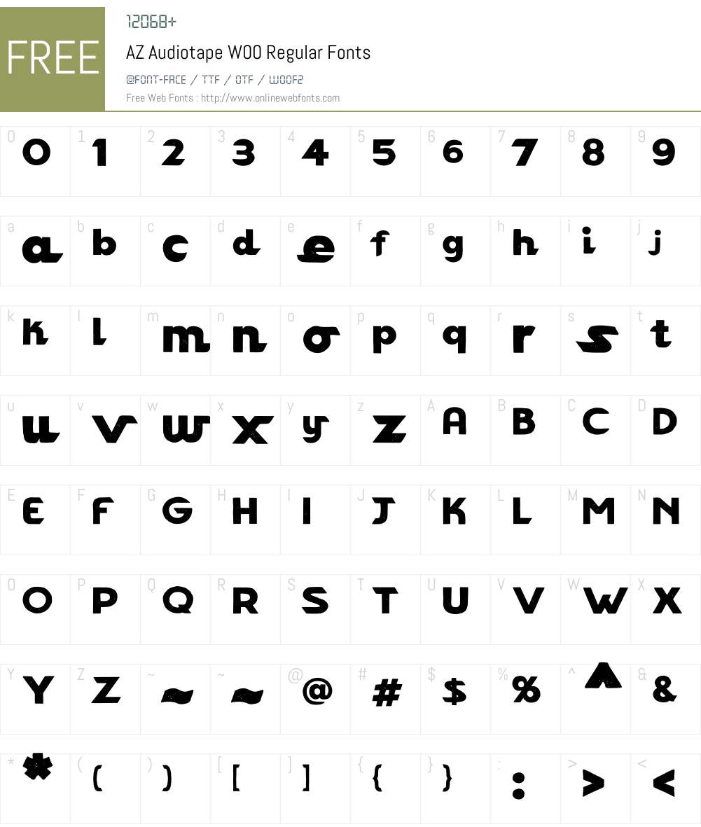 AZAudiotapeW00-Regular Font Screenshots
