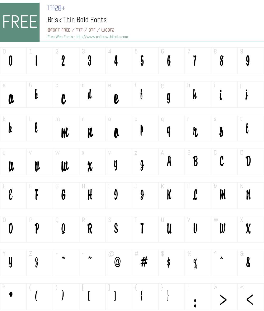 Brisk Thin Font Screenshots