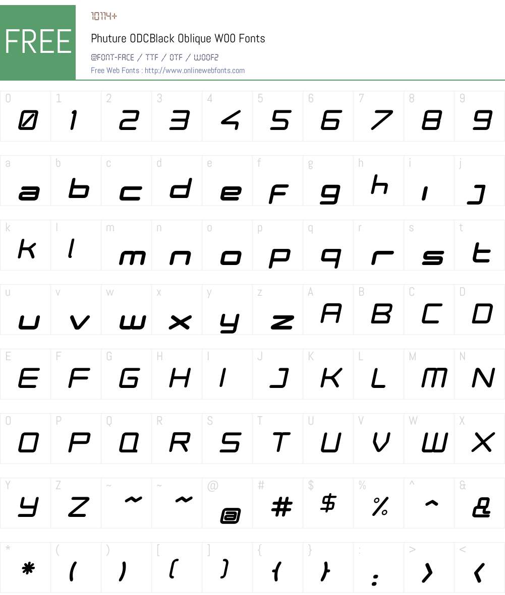 Phuture ODCBlack Oblique Font Screenshots