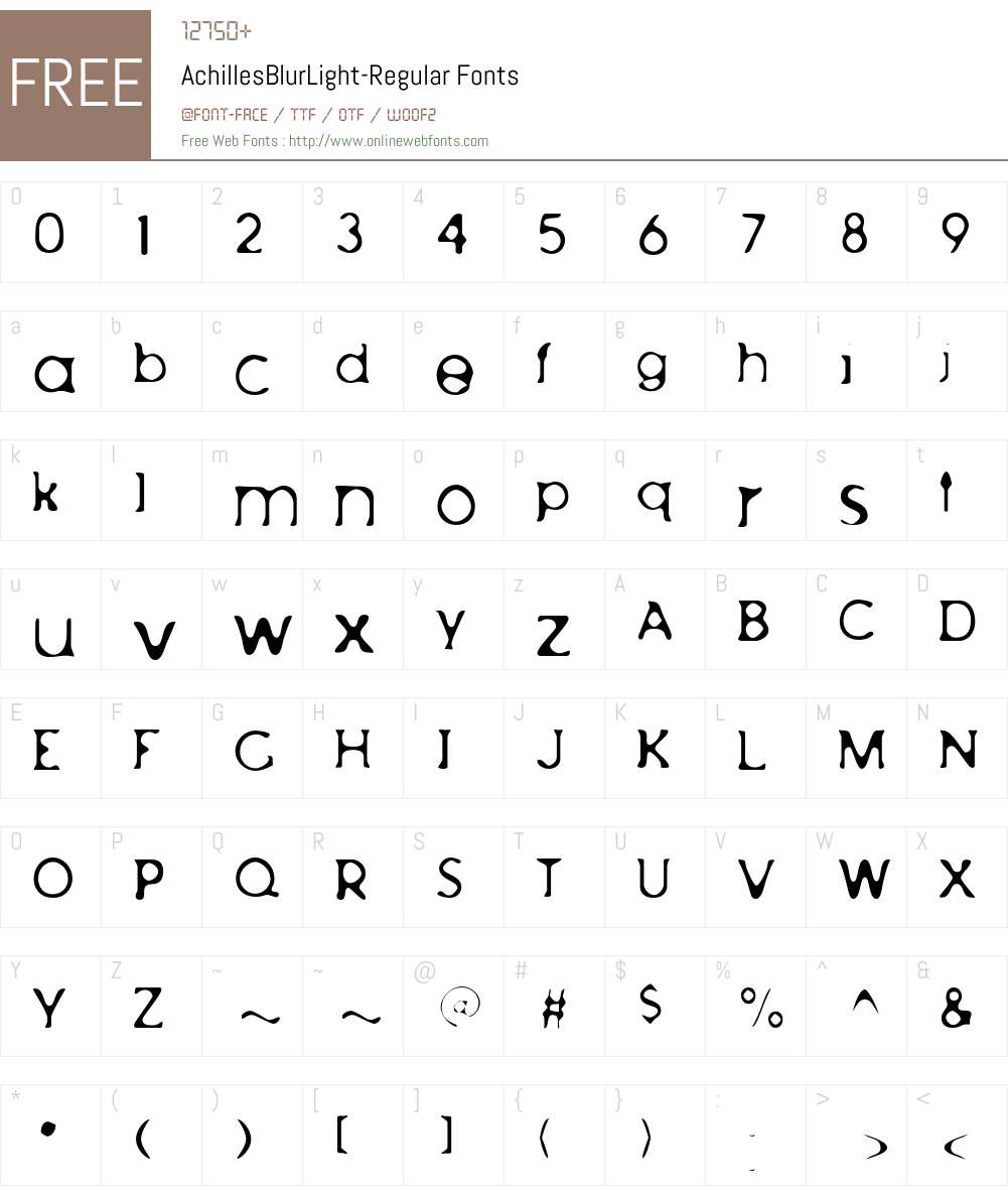 AchillesBlurLight Font Screenshots
