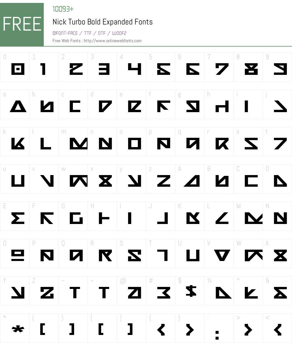 Nick Turbo Bold Expanded Font Screenshots