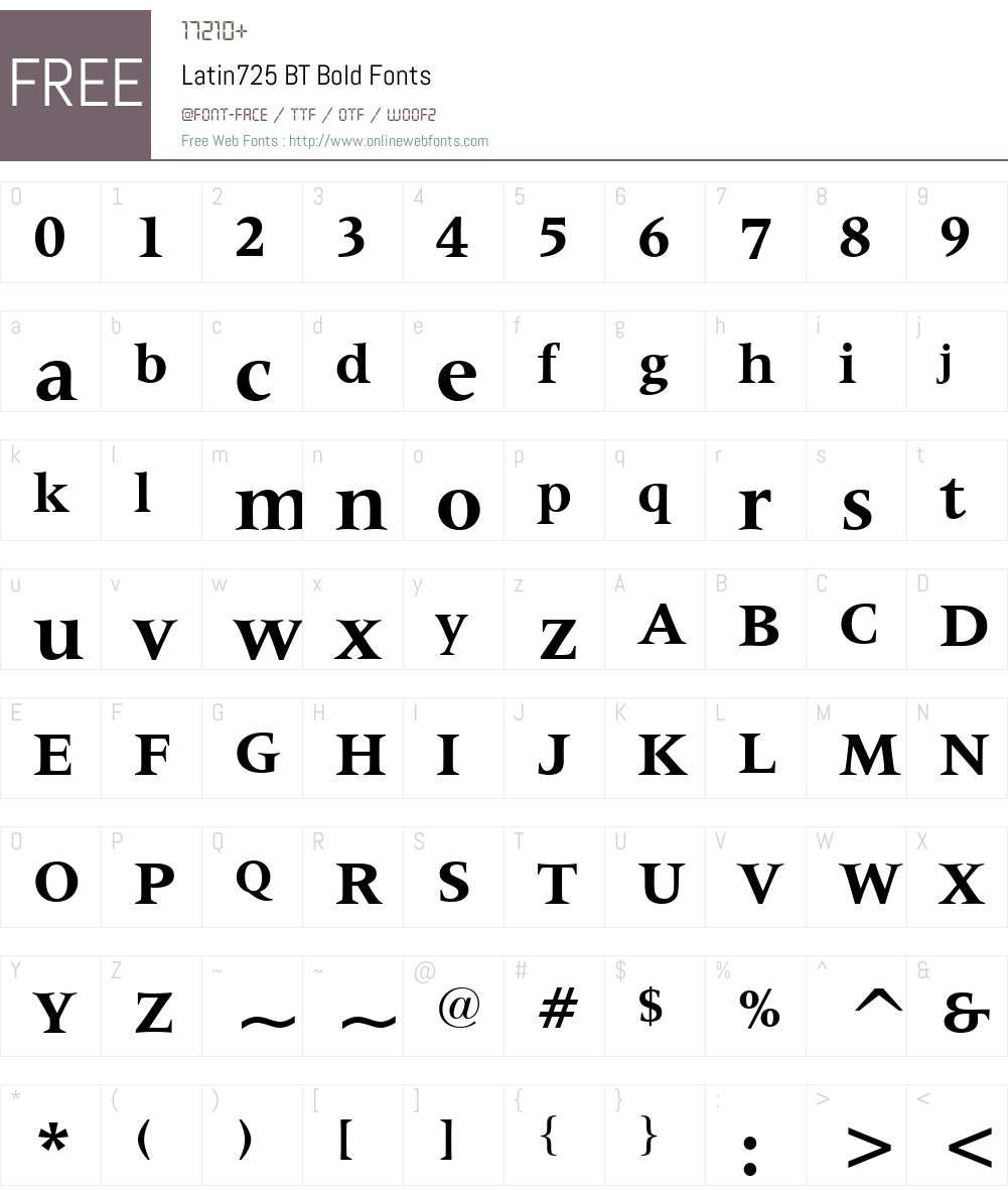 Latin725 BT Font Screenshots