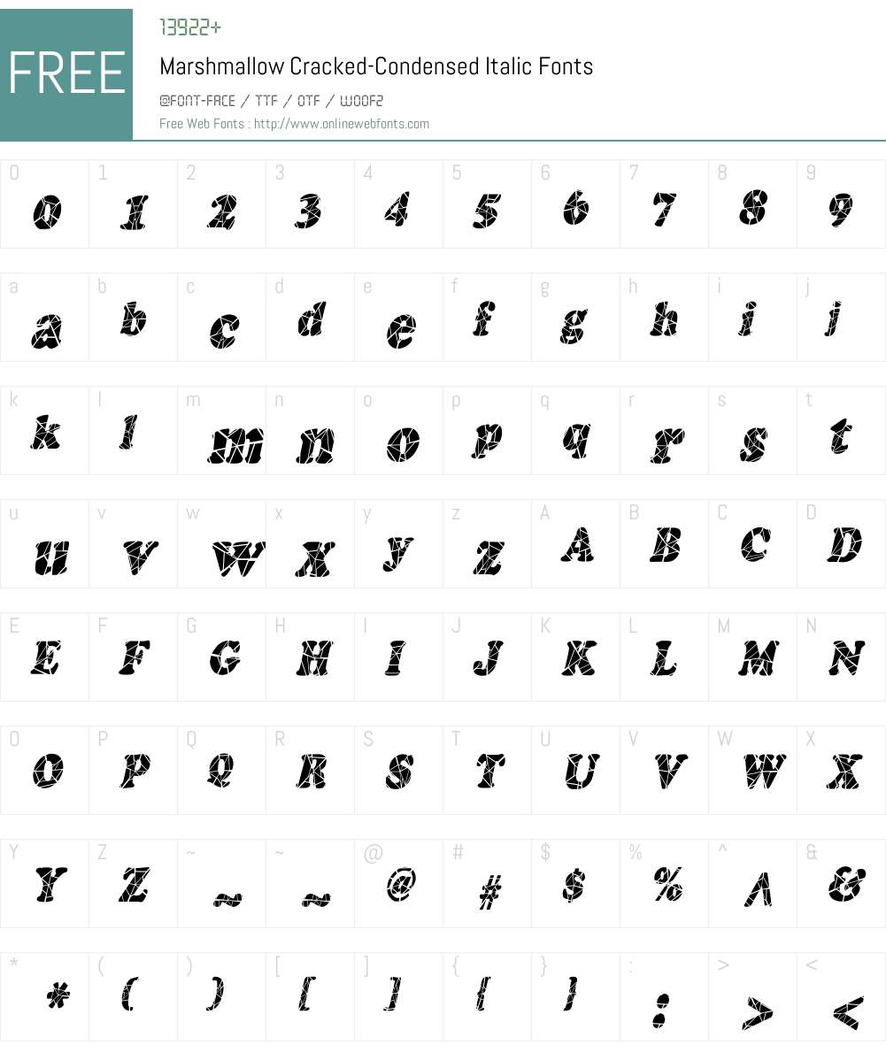 Marshmallow Cracked-Condensed Font Screenshots