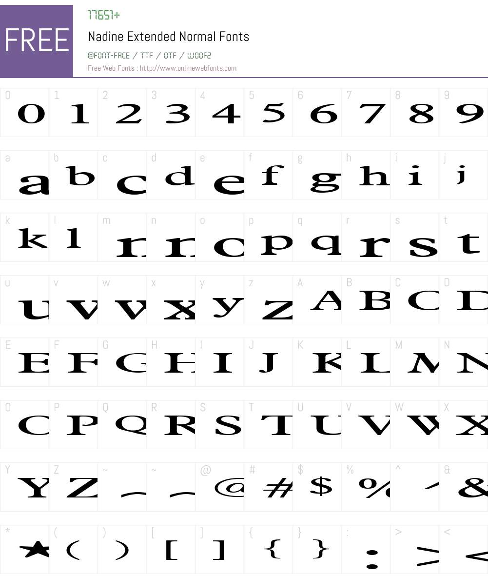 Nadine Extended Font Screenshots