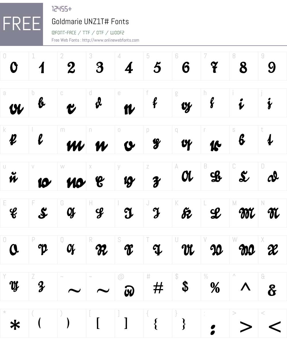 Goldmarie UNZ1T# Font Screenshots