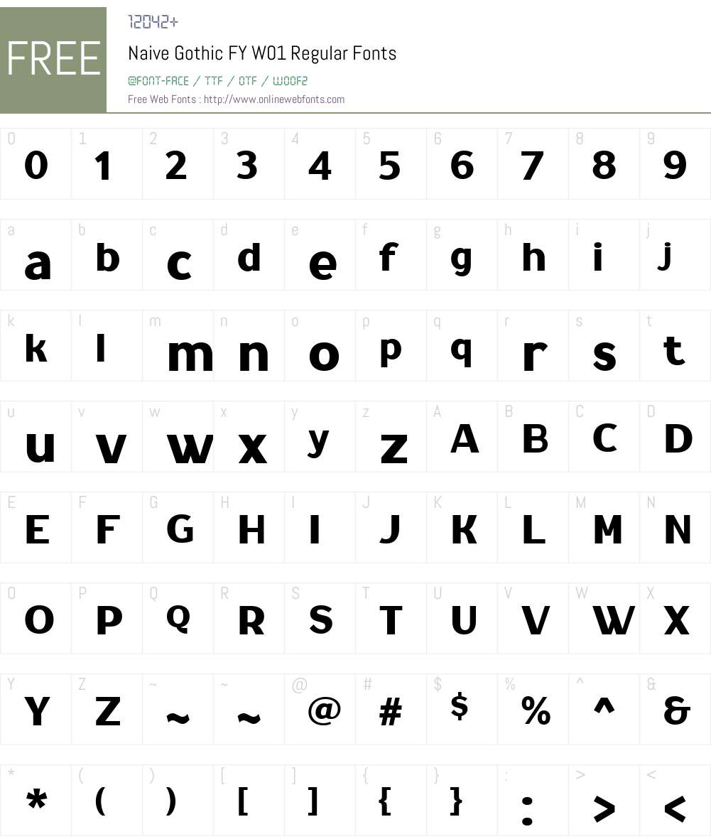 NaiveGothicFYW01-Regular Font Screenshots