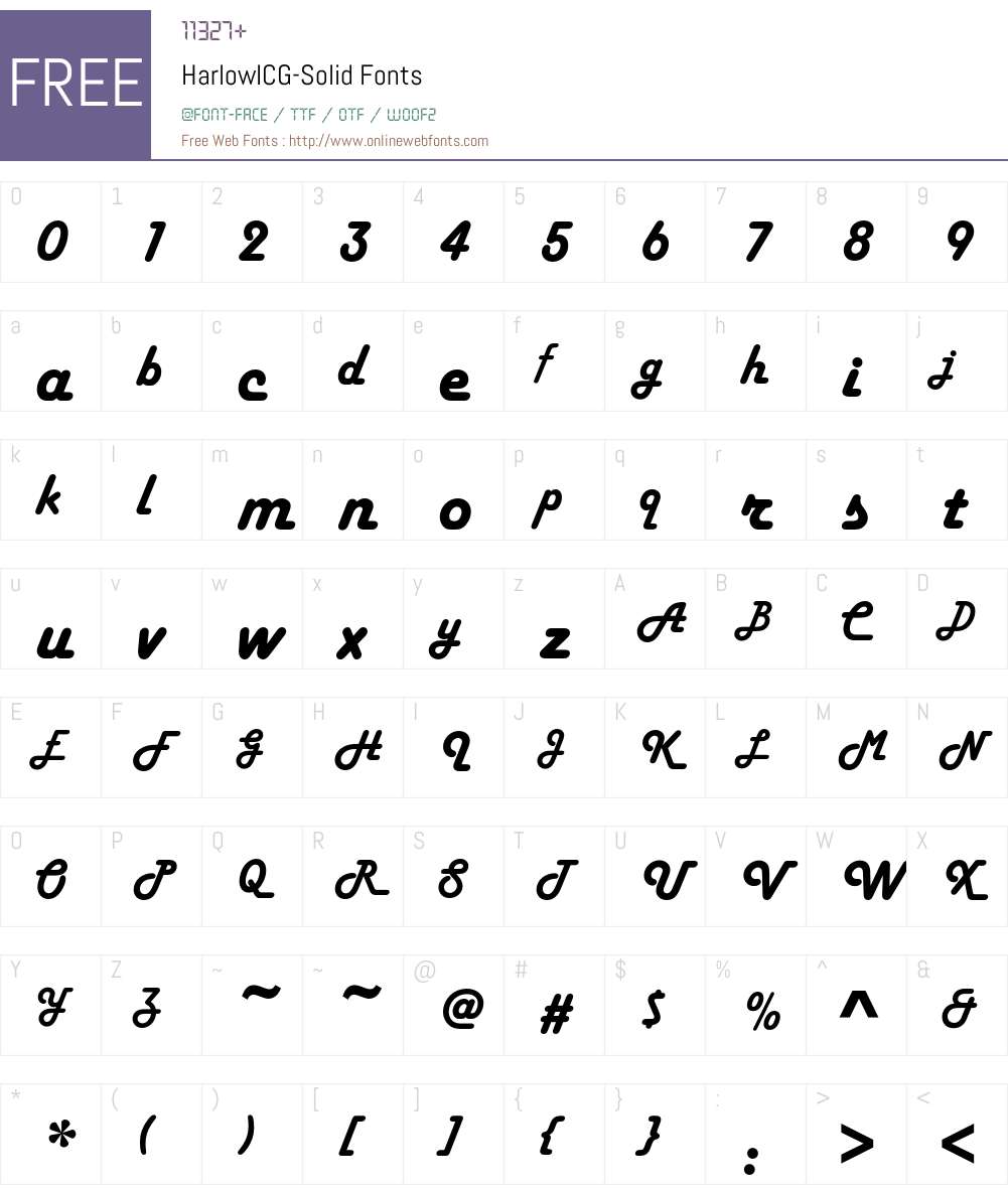 HarlowICG Font Screenshots