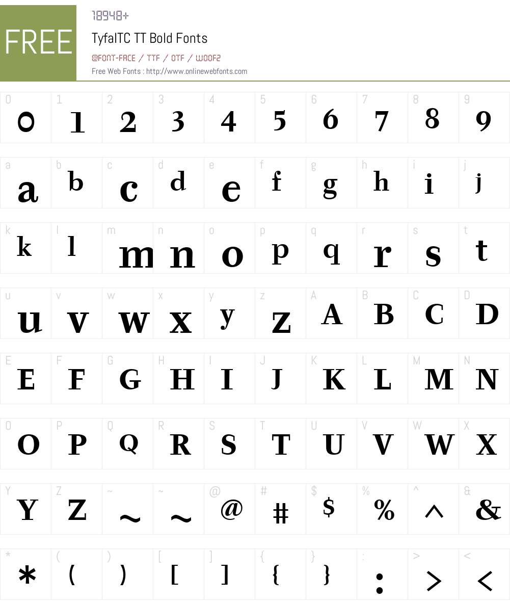 TyfaITC TT Font Screenshots