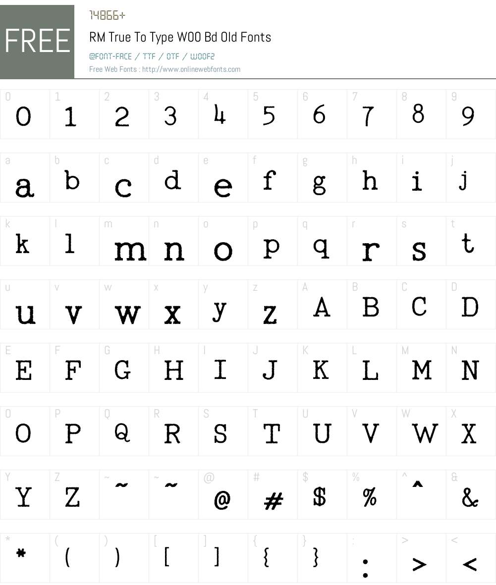 RMTrueToTypeW00-BdOld Font Screenshots