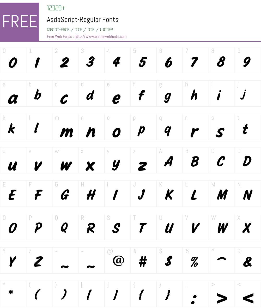 AsdaScript Font Screenshots