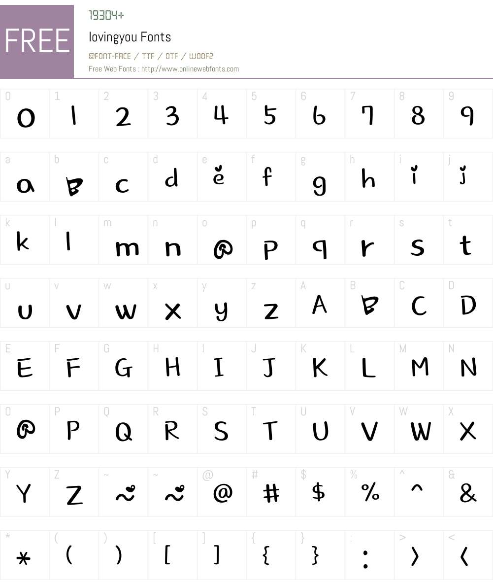 lovingyou Font Screenshots