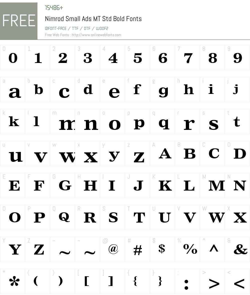 Nimrod Small Ads MT Std Font Screenshots