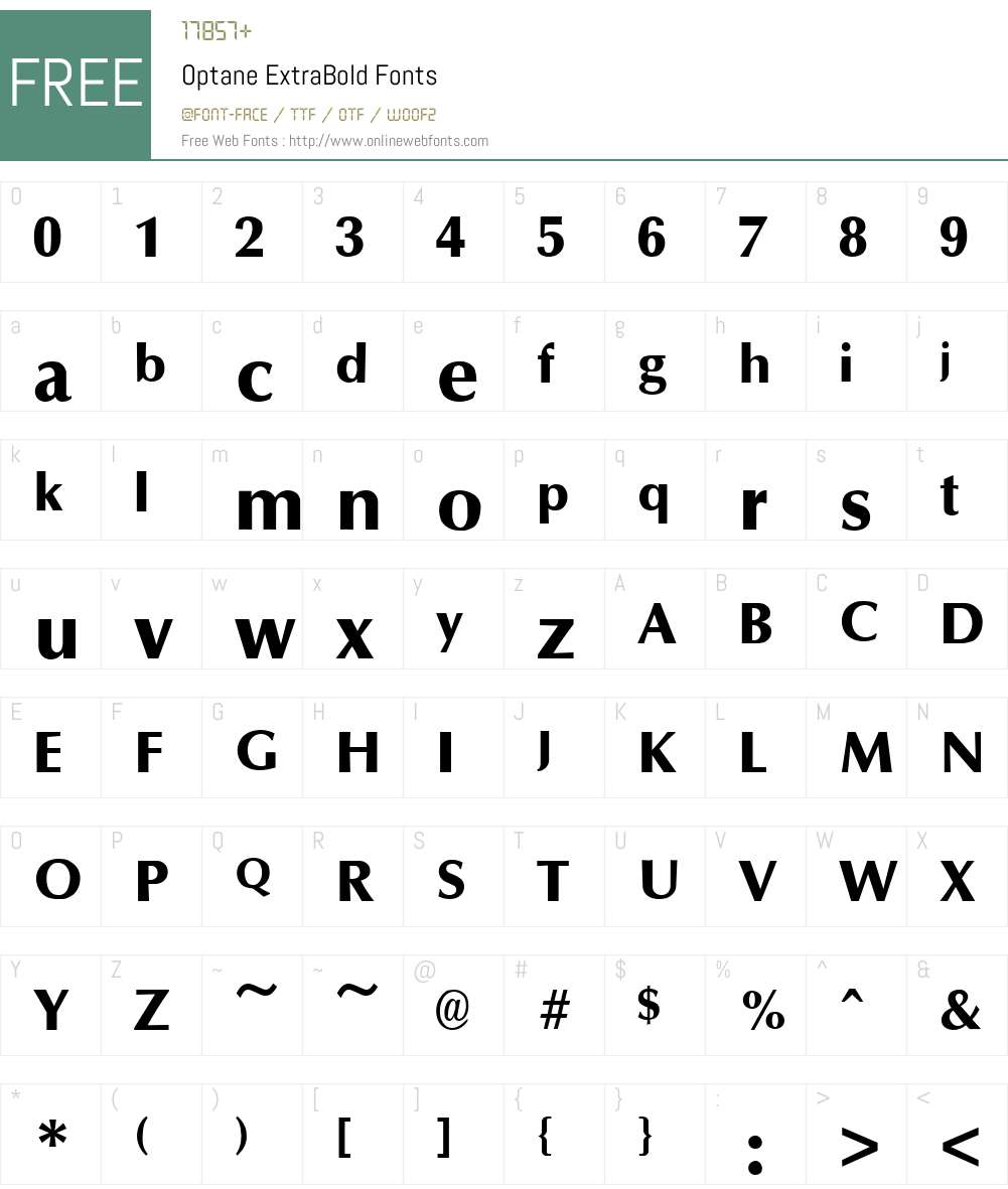 Optane ExtraBold Font Screenshots