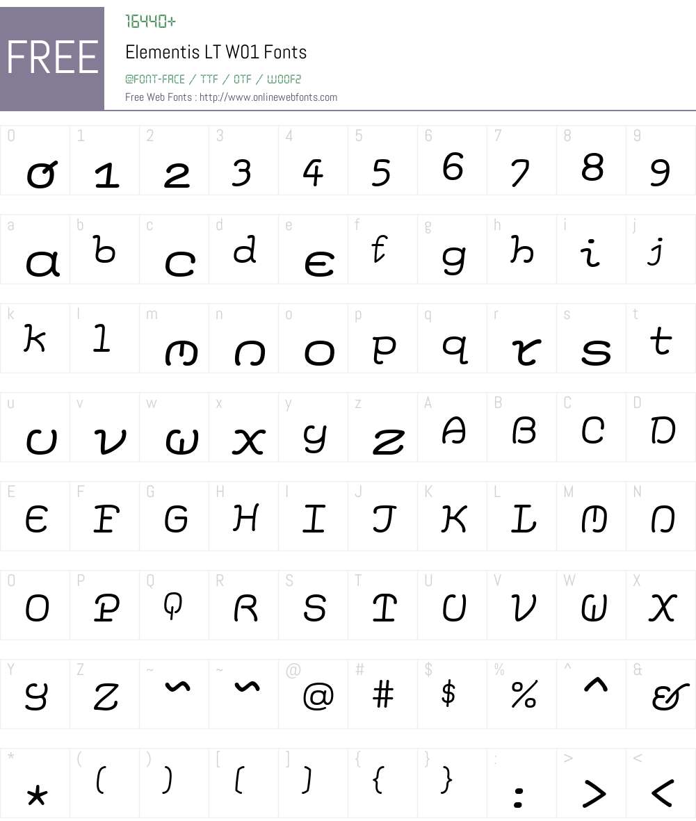 ElementisLTW01 Font Screenshots