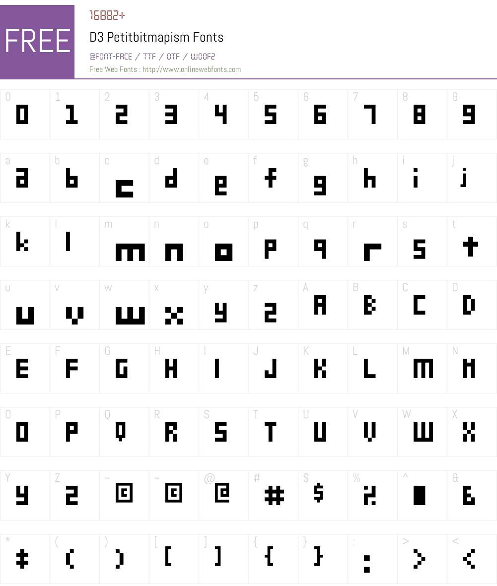 D3 Petitbitmapism Font Screenshots