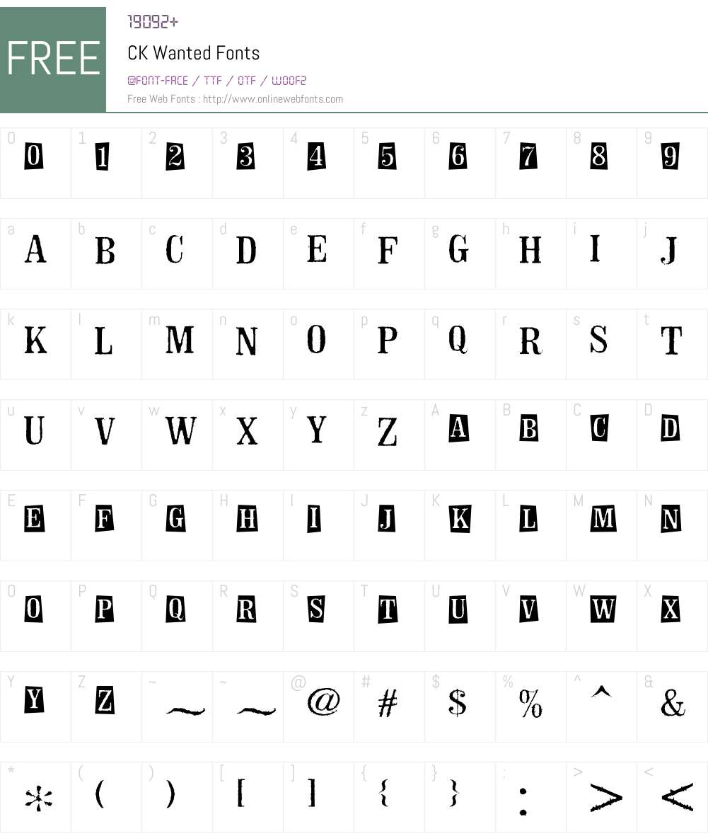 CK Wanted Font Screenshots