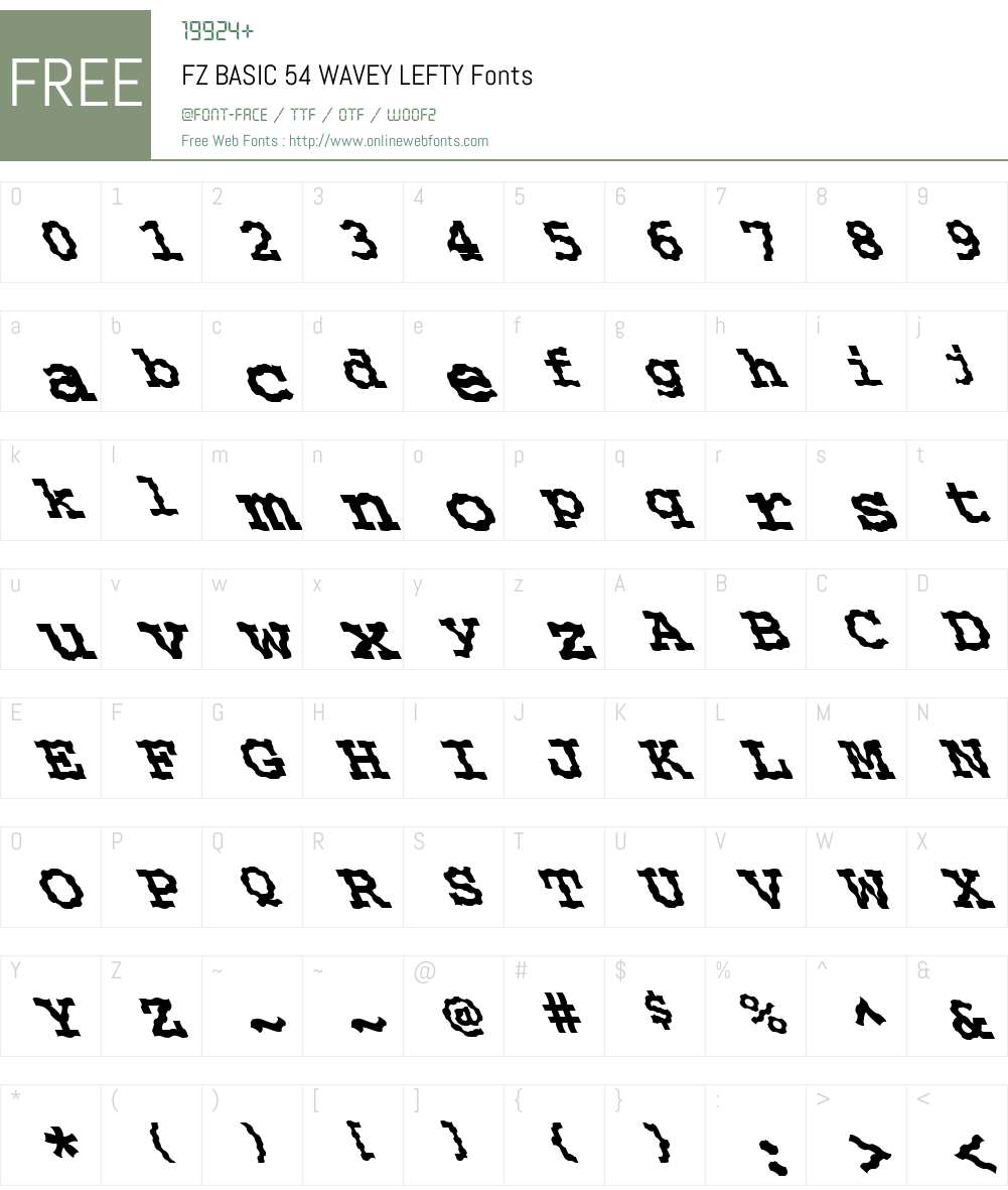 FZ BASIC 54 WAVEY LEFTY Font Screenshots