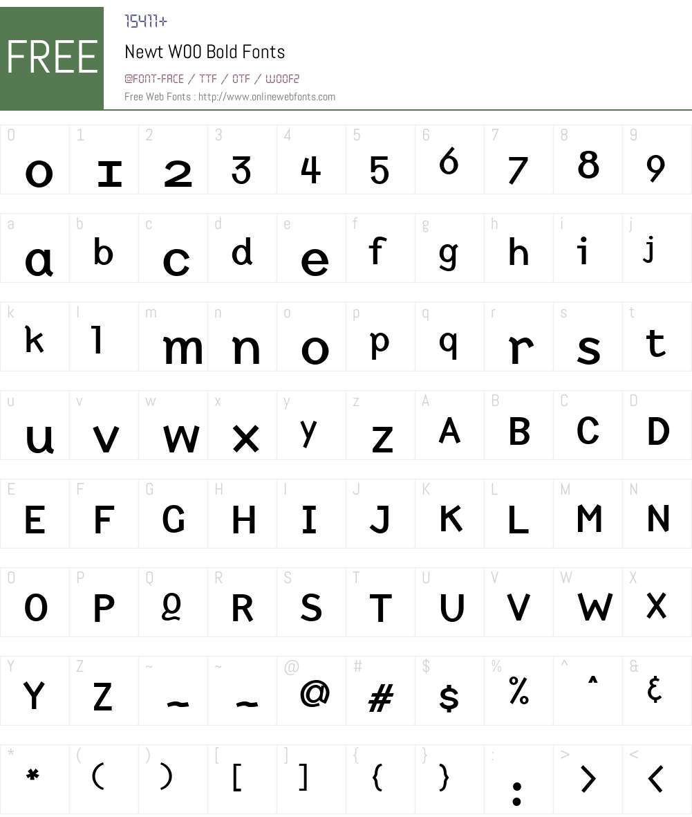 NewtW00-Bold Font Screenshots