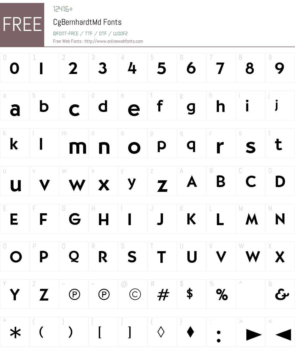 CgBernhardtMd Font Screenshots