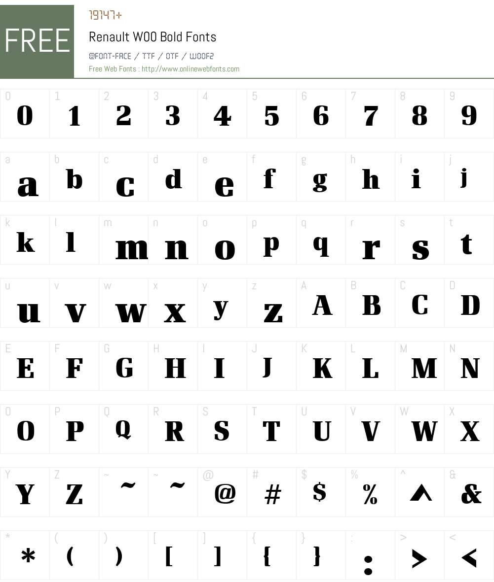 RenaultW00-Bold Font Screenshots