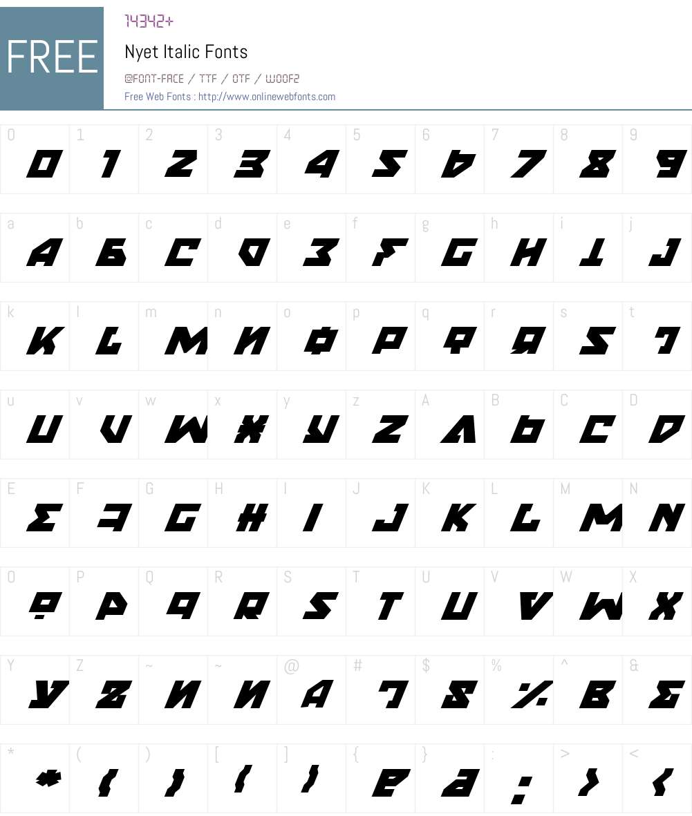 Nyet Italic Font Screenshots
