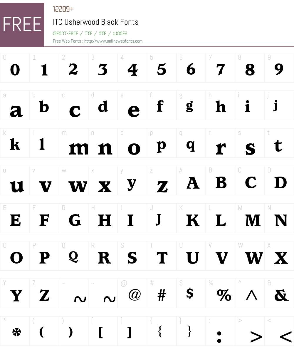 ITC Usherwood Font Screenshots