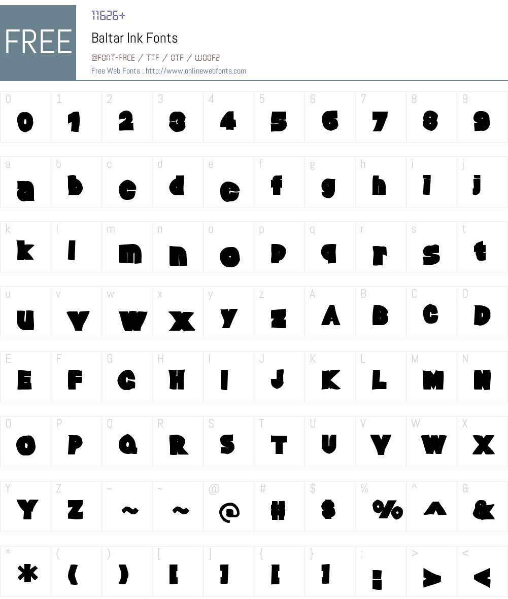 Baltar Ink Font Screenshots