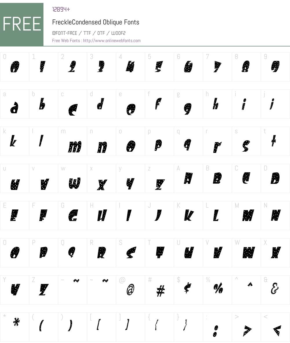 FreckleCondensed Font Screenshots