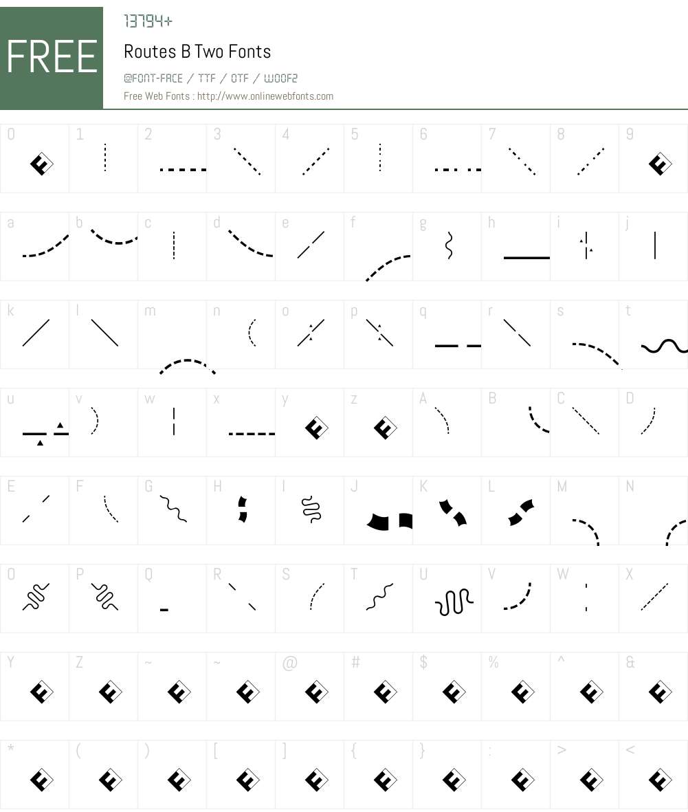 Routes B Font Screenshots