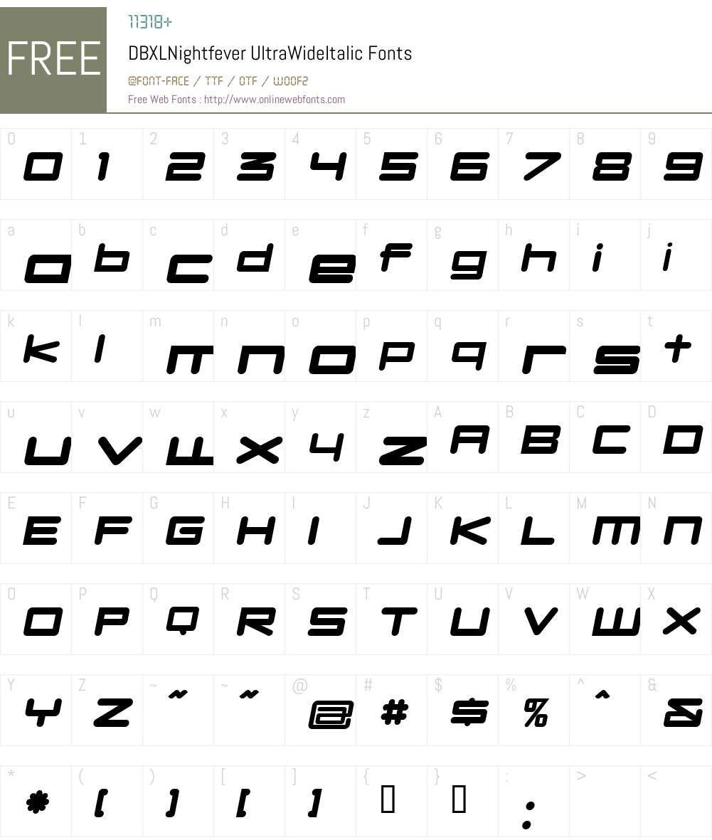 DBXLNightfever Font Screenshots