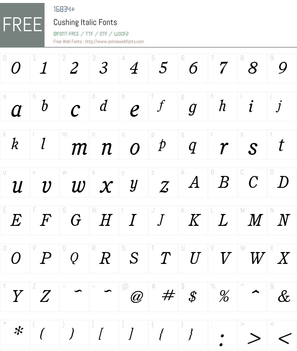 Cushing Font Screenshots