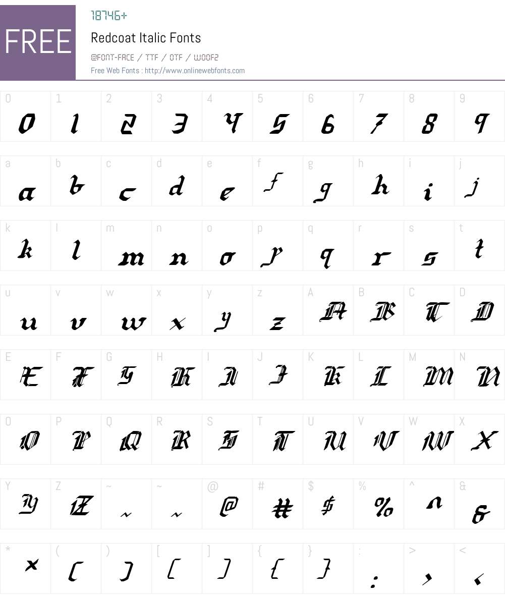 Redcoat Italic Font Screenshots