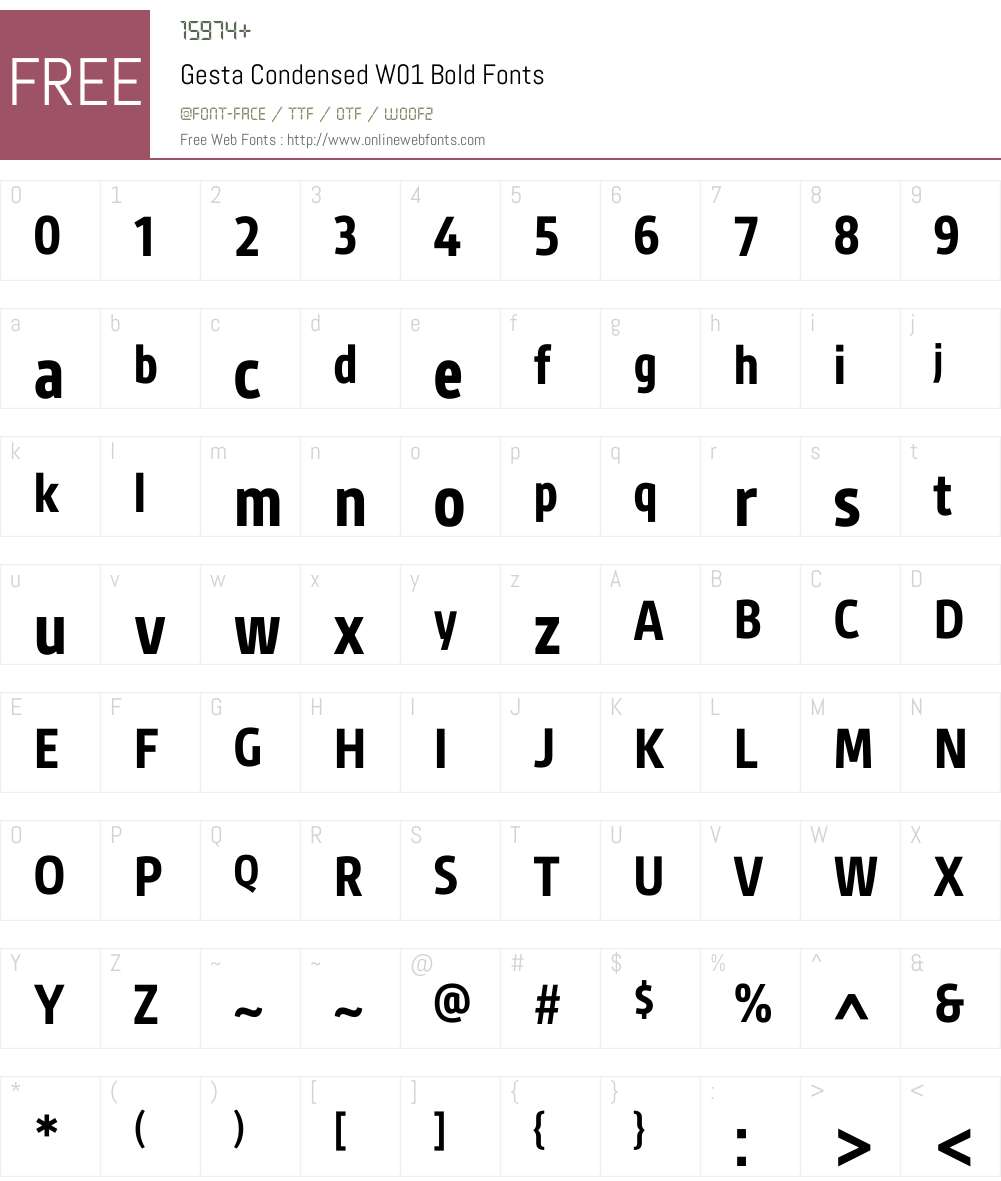 GestaCondensedW01-Bold Font Screenshots