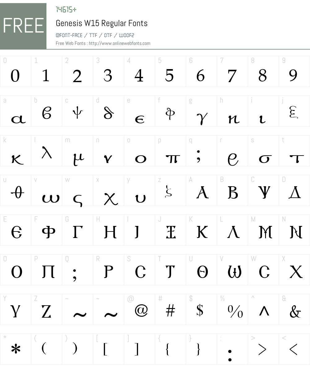 GenesisW15-Regular Font Screenshots