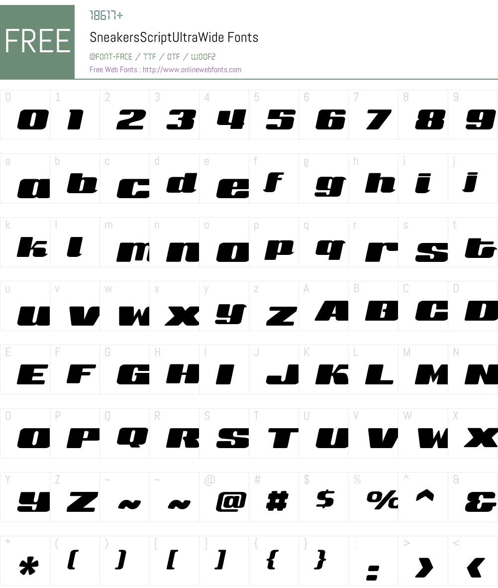 SneakersScriptUltraWide Font Screenshots