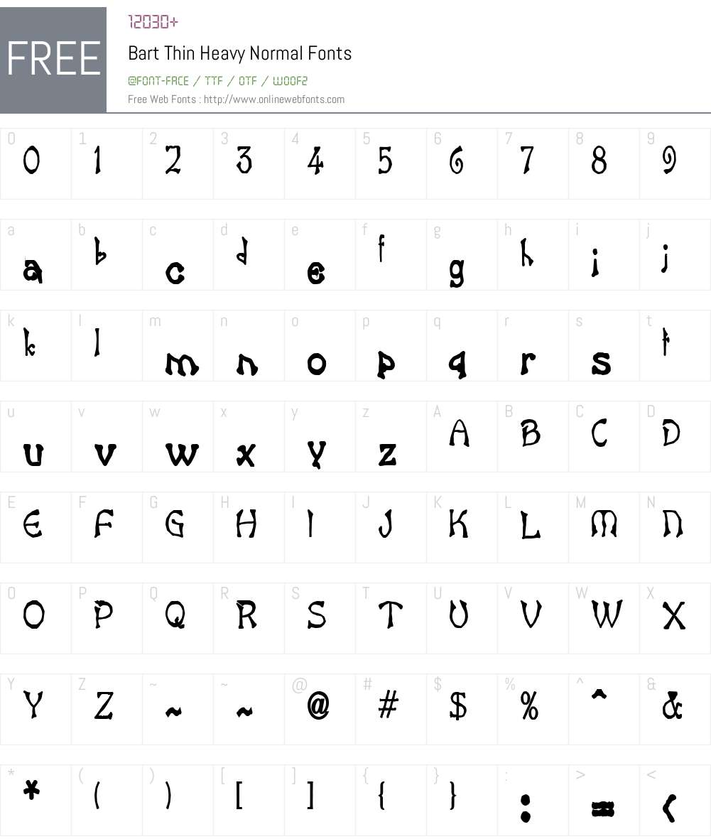 Bart Thin Heavy Font Screenshots