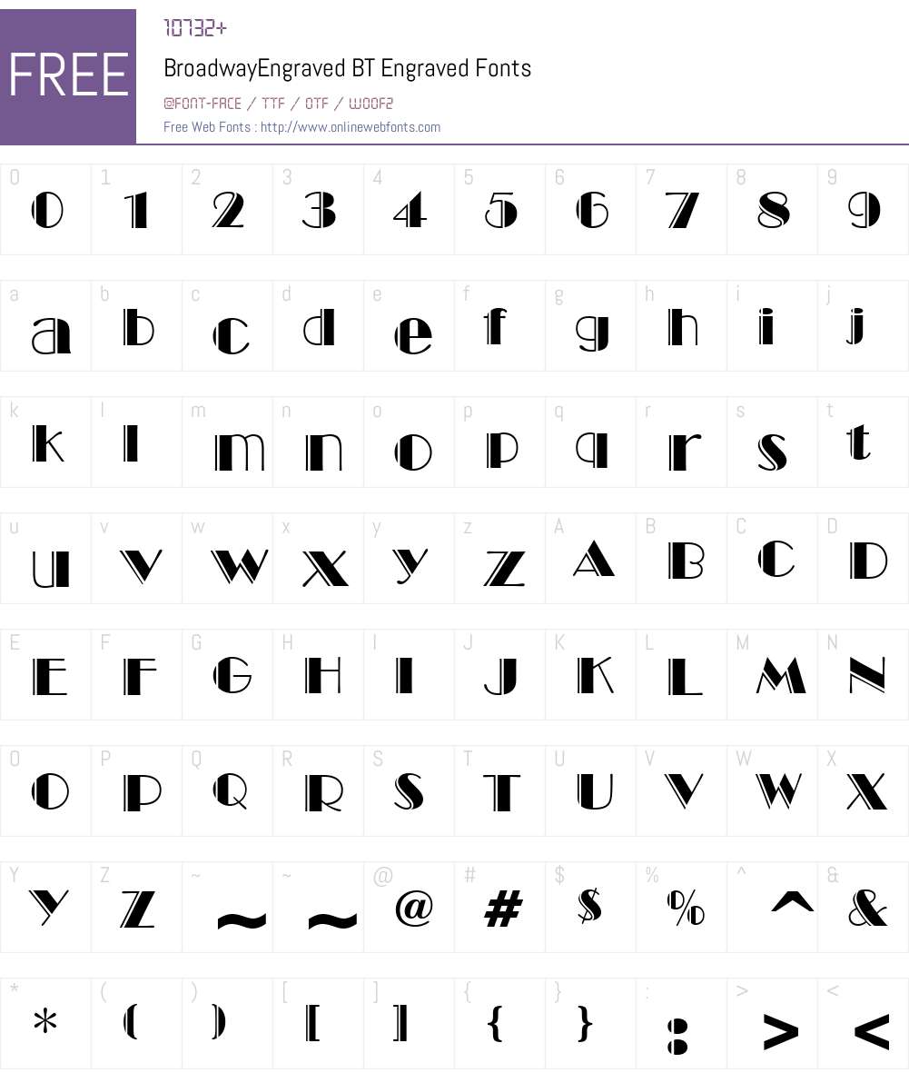 BroadwayEngraved BT Font Screenshots