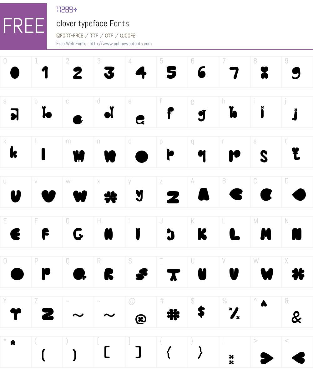 clover typeface Font Screenshots