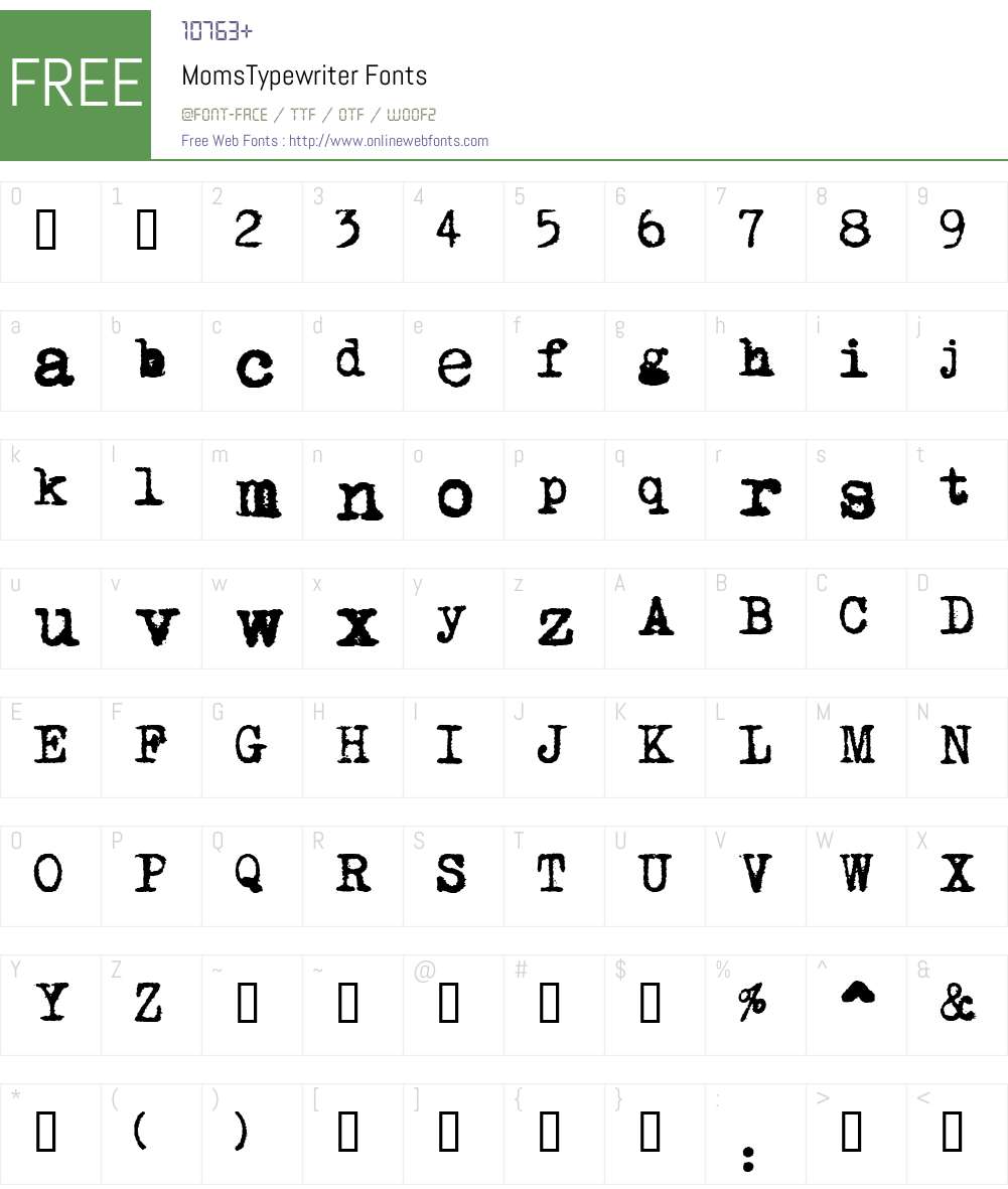 MomsTypewriter Font Screenshots
