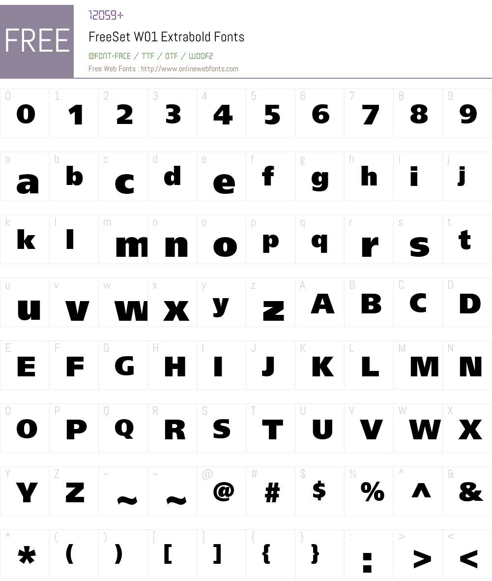FreeSetW01-Extrabold Font Screenshots