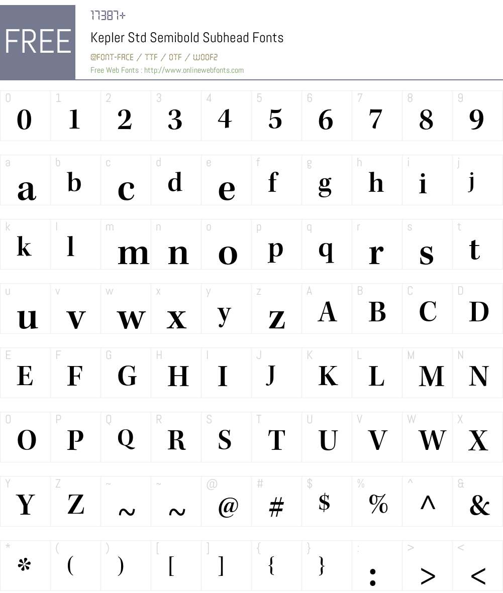 Kepler Std Font Screenshots