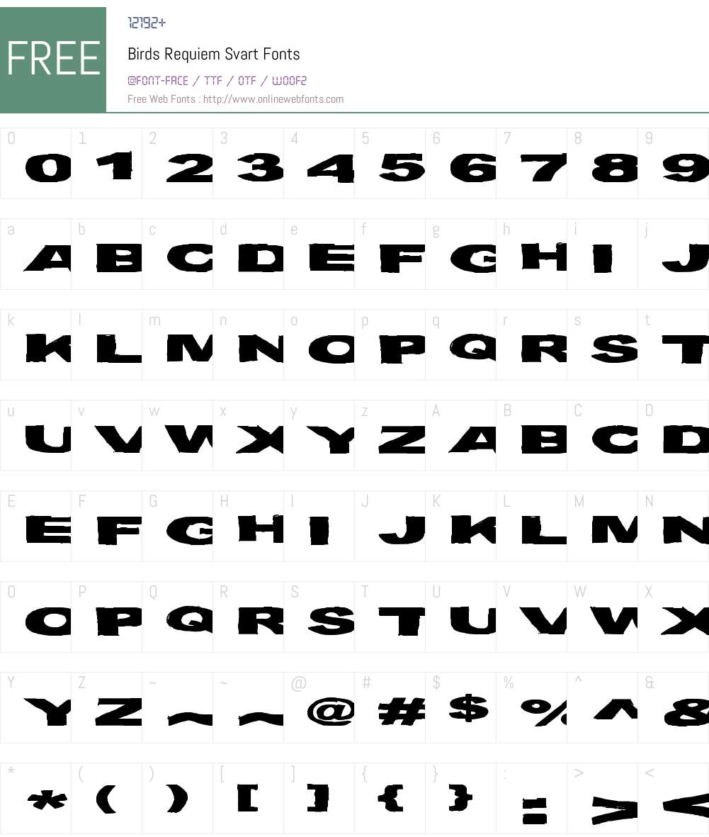 Birds Requiem Svart Font Screenshots