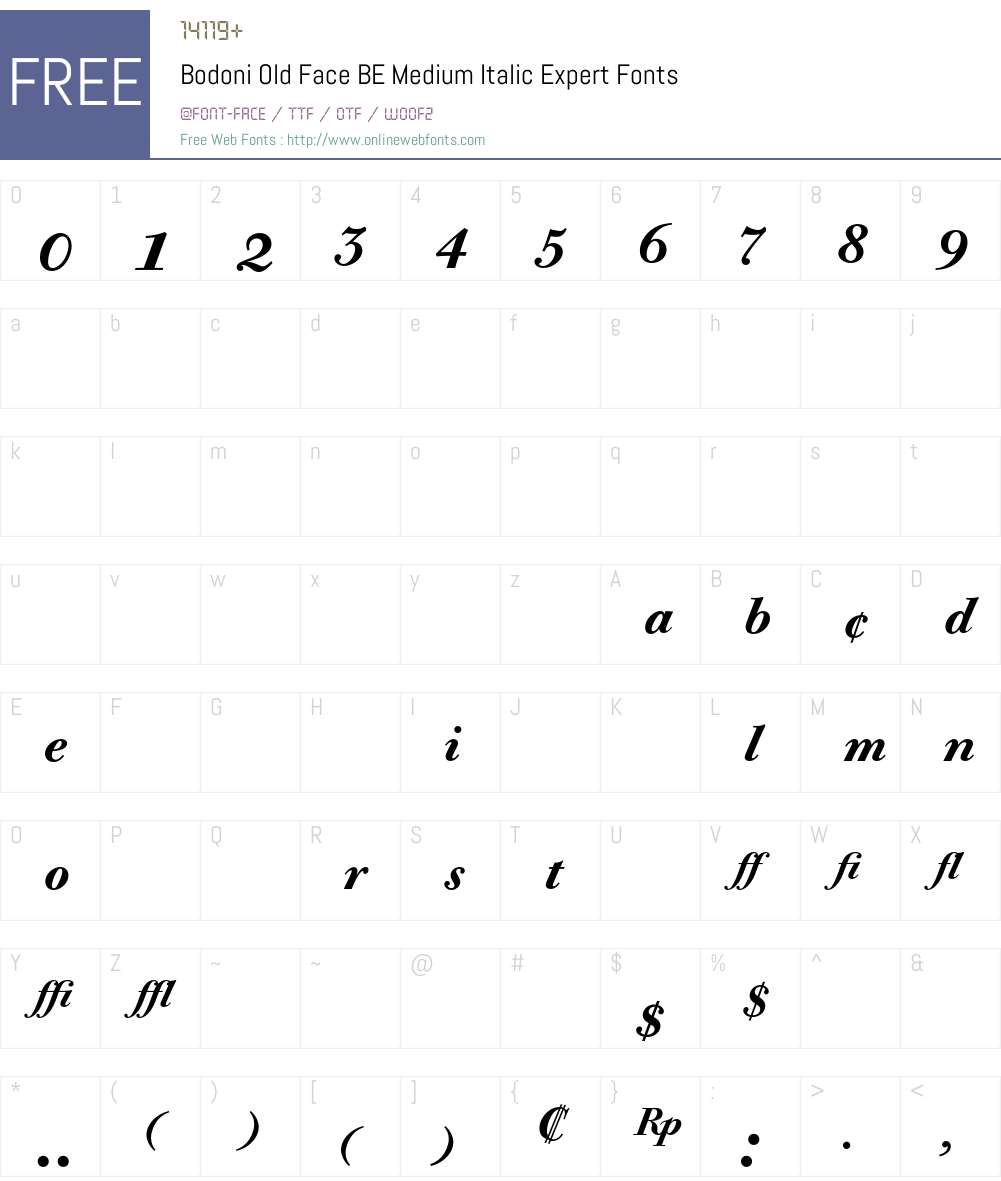 Bodoni Old Face BE Font Screenshots